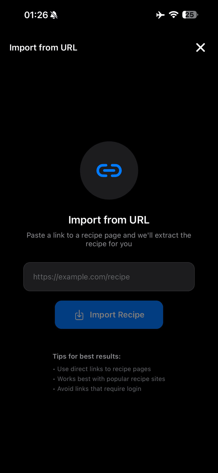 Premium URL recipe import